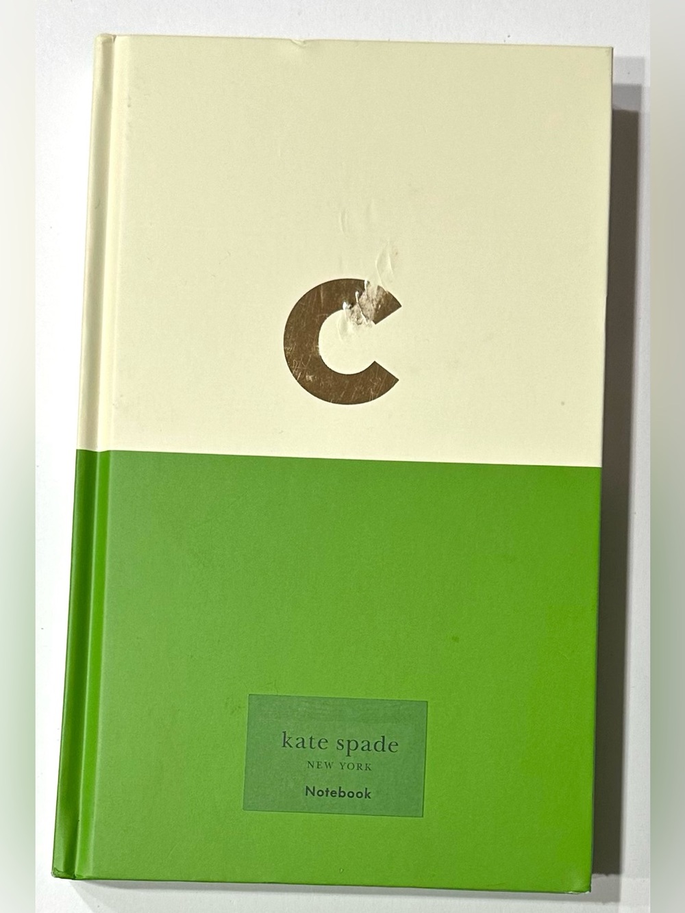 KATE SPADE Gold Foil Initial “C” Dipped Notebook Diary Journal, NEW